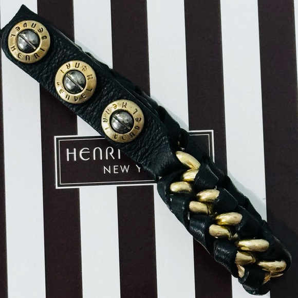 henri bendel milliner leather and gold tone braided snap bracelet - Picture 6 of 6
